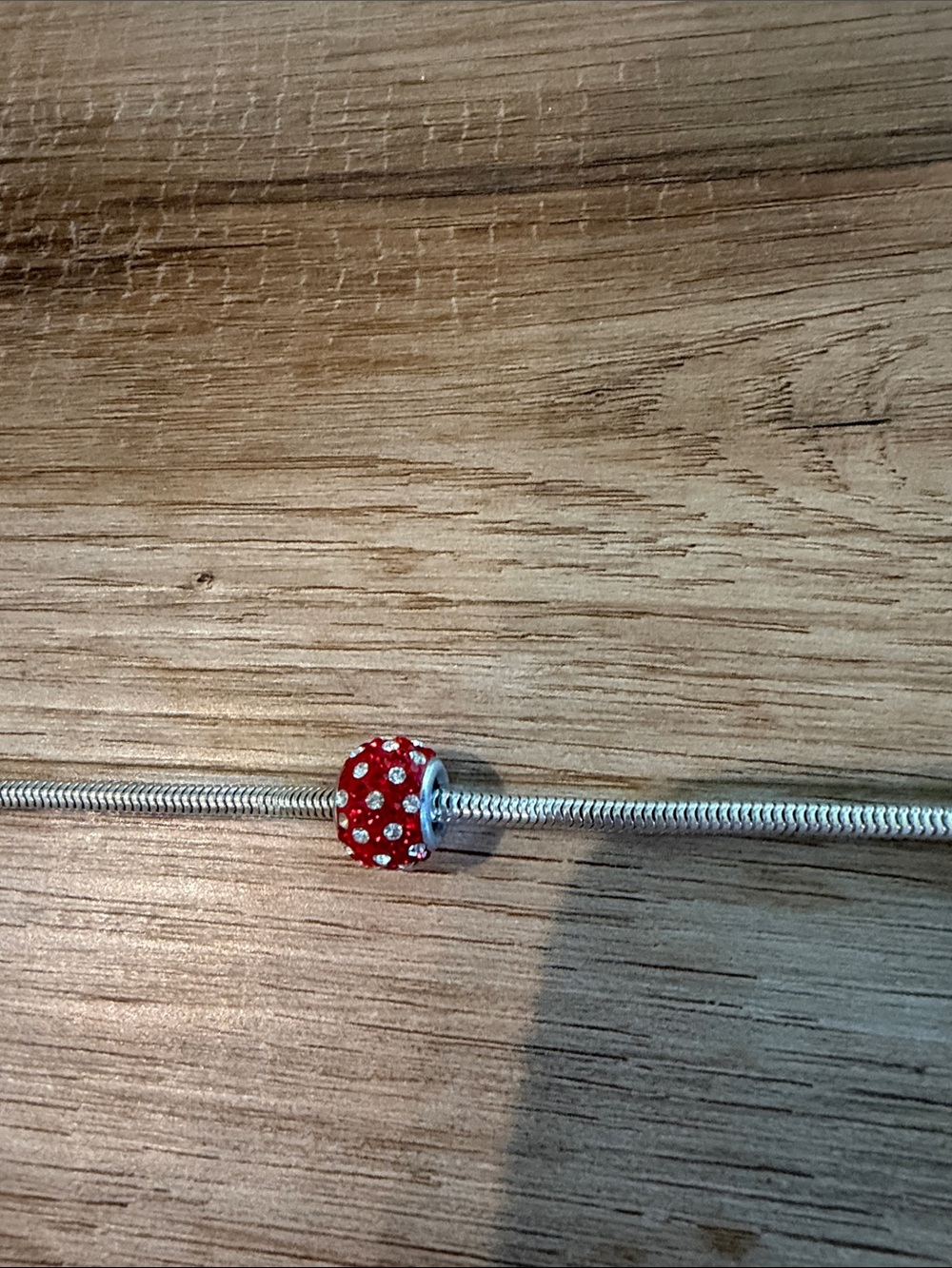 Red/clear Crystal Pavé Bead Charm for Bracelet